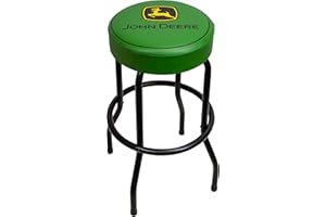 Plasticolor 004792R01 John Deere Logo Garage and Game Room Stool with Matte Green Top and Black Legs