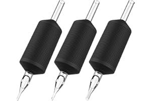 Tatmax 20PCS 1 Inch 25MM Tattoo Disposable Tubes Tips Black Silicone Clear Tips Round, Diamond, Flat Tubes (7 Flat Tubes)