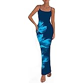 PRETTYGARDEN Womens Floral Maxi Dress Summer 2026 Sexy Spaghetti Strap Slip Bodycon Mesh Beach Vacation Dresses