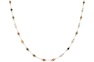 Agriajun Gold Birthstone Station Necklace for Women - Delicate Simulated Diamond Necklaces Dainty Rainbow Candy Crystal Rhinestone CZ Chian Choker Gifts for Mother