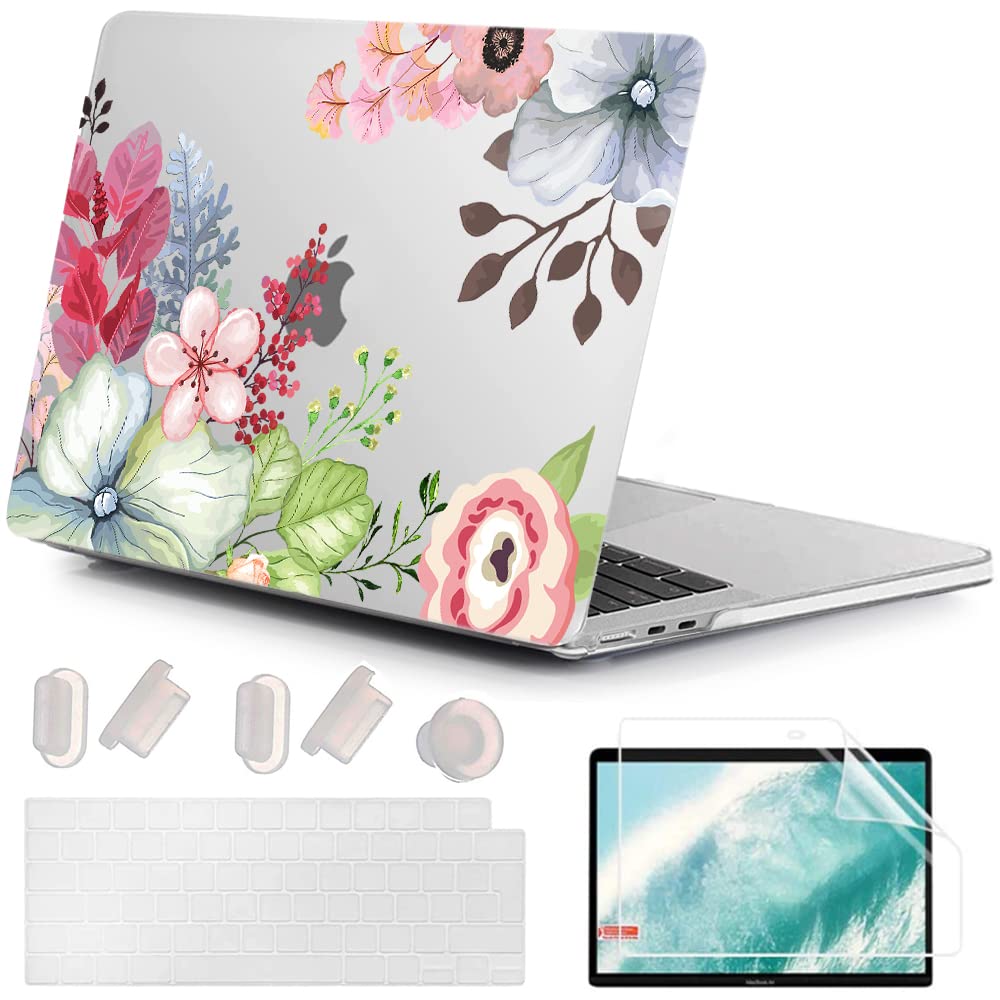 MUSHUI for MacBook Air 13.6 inch Case 2025 2024-2022 M4 M3 M2, Ultra-Thin UV-Printed Hard Shell Cover for MacBook Air 13.6" A3240 A3113 A2681, Keyboard Cover & Screen Protector, Gorgeous Flowers 1