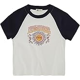 Billabong Girls Premium Short Sleeve Raglan Graphic Tee, Crew Neck T-Shirt, Soft & Comfortable