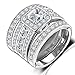 Hiyong Princess Cut Wedding Rings Set - Square Cluster CZ Enhancer Guard 3pcs Halo Bridal Bands Size 5-11