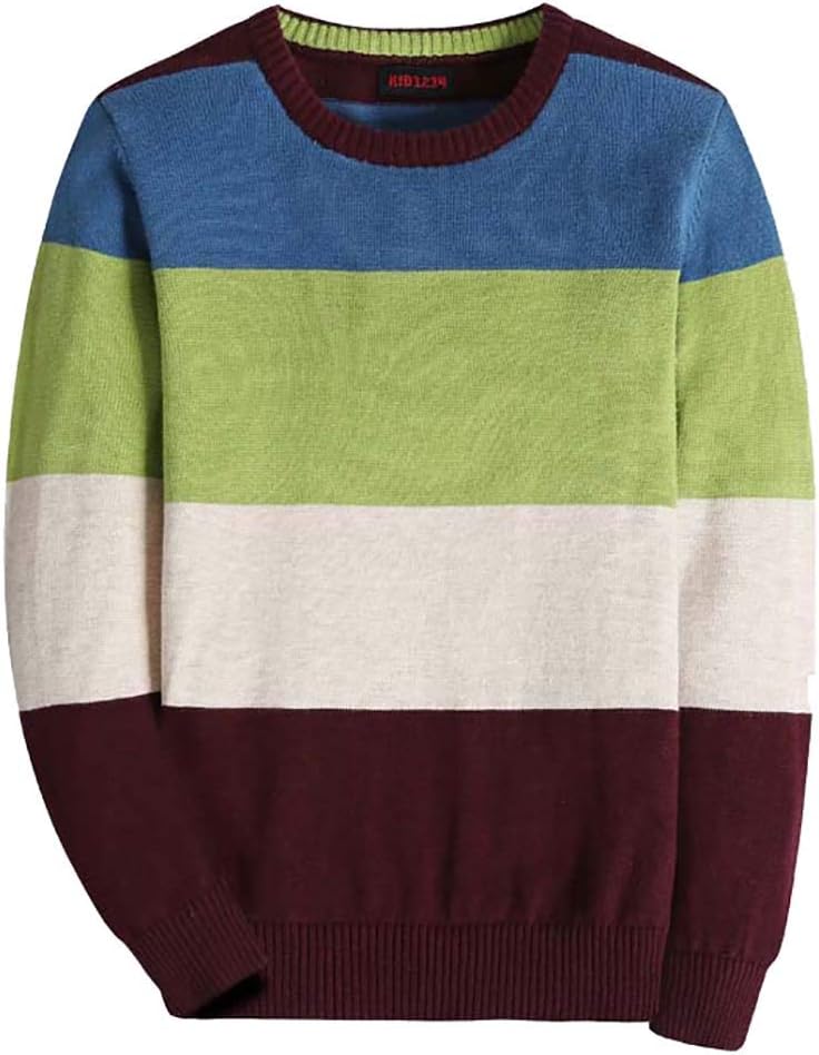 BASADINABoys Jumpers Kids Knitwear Christmas Sweatshirt Striped Sweater Long Sleeve Pullover Kids Warm Clothes for Autumn and Winter 4-14 Years