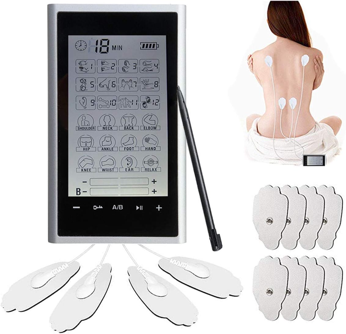 Jiuhuazi Muscle Therapy Stimulation Ten Unit 24 Modes-Electric Massage Pain Relief Adjustable Lightweight LCD Display