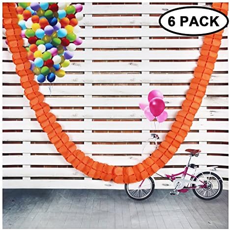 Scott Malone Pack of 6 Four-Leaf Clover Tissue Paper Flower Hanging Garland Orange