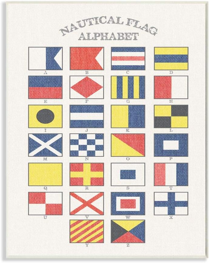 Paintings - Stupell Industries Nautical Flag Alphabet Wall Plaque, 10 x 15, Design by Artist Daphne Polselli