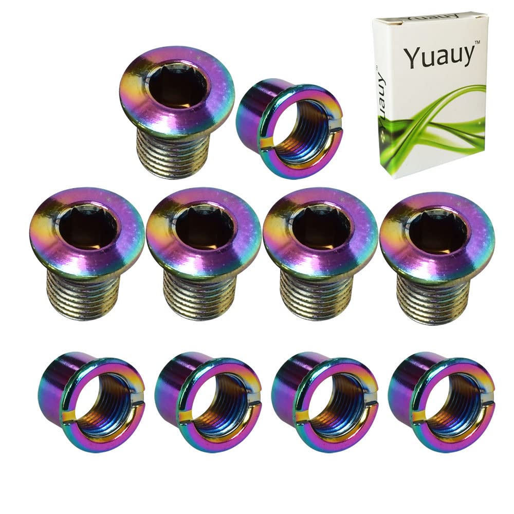 Yuauy 5 pcs Double Chainring Bolts Screws Colorful Disc Crankset Nuts Chainwheel Fit for Road Bike Mountain Bike MTB