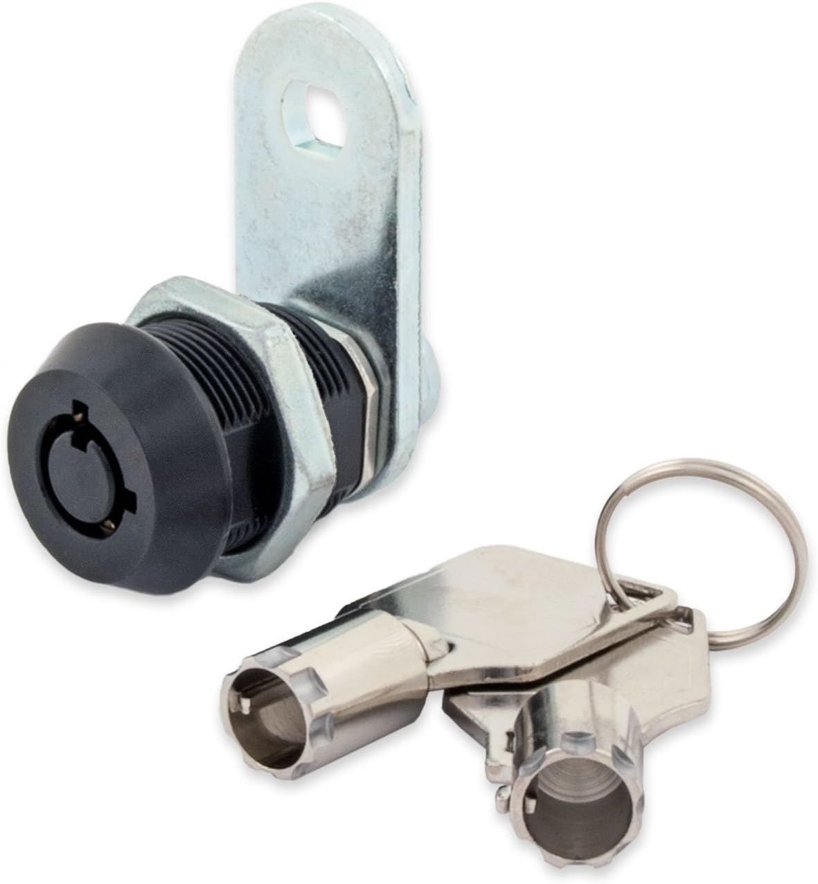 FJM Security 2400AS-BLK-KD Tubular Cam Lock with 5/8" Cylinder and Black Finish, Keyed Different