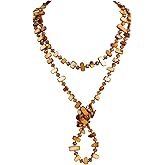 Firstmeet Long Knotted Beaded Necklace Boho Glass Beads Handmade Necklace for Women