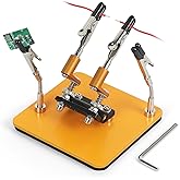 NOEVSBIG Magnetic Helping Hands Soldering Station with A 3.9 x 3.9 Inch Stable Base, 4 Flexible Arms– 360° Rotatable Adjustab