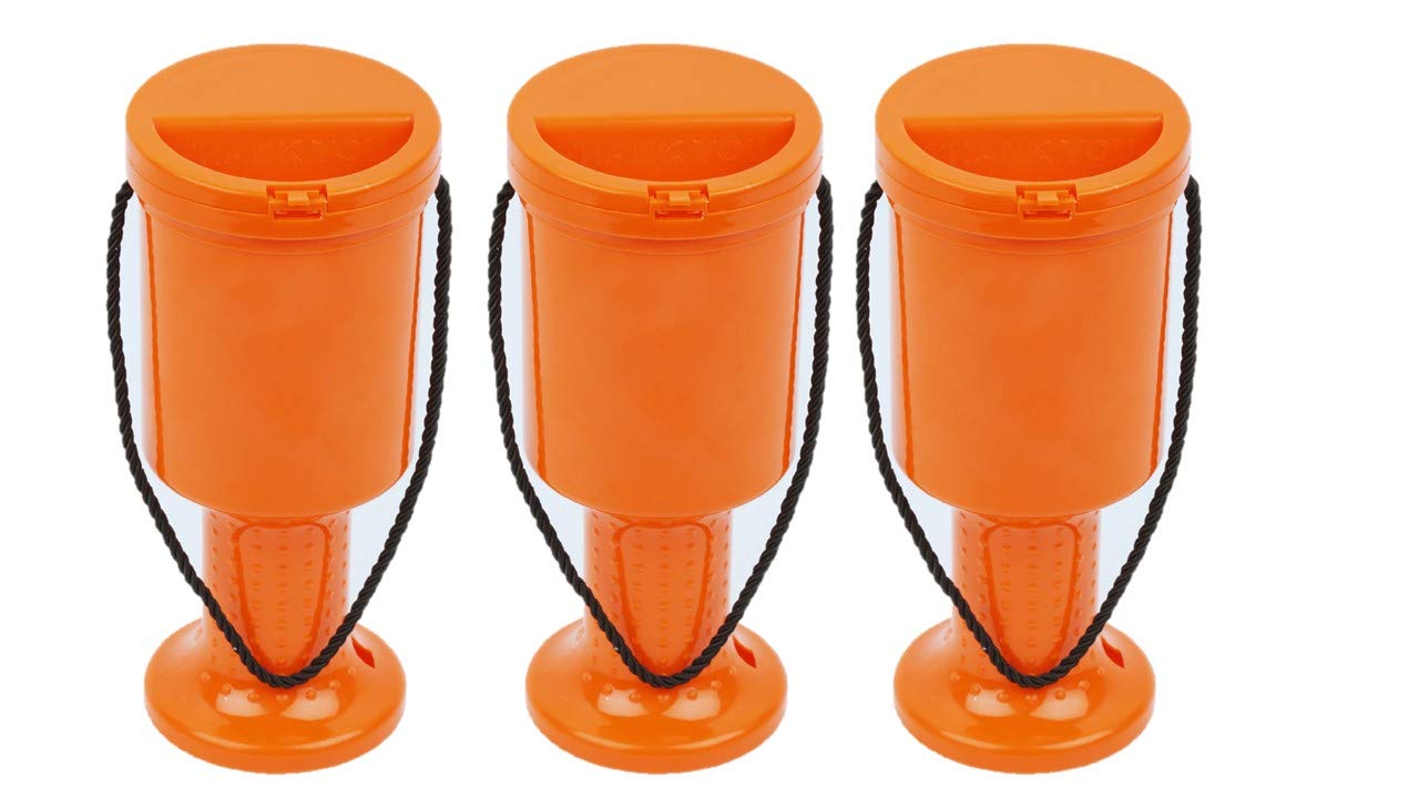 Pack of 3- Rounded Hand Held Plastic Collection Box. Charity Box. Money Donation Box (Orange)