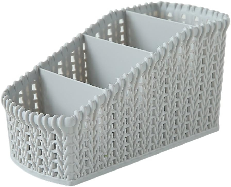 Jianekolaa Desktop Storage Organizer, 4 Basket Compartments Remote Control/Pen Pencil/Cosmetic Holder Box for Office Supplies Countertop Home Kitchen Bathroom