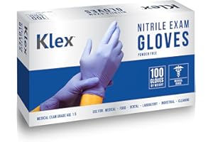 Klex Nitrile Exam Gloves - Medical Grade, Powder Free, Rubber Latex Free, Food Safe, Lavender