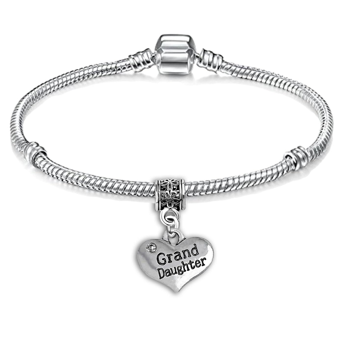 Granddaughter Silver Starter Charm Bracelet with Pendant and Gift Box (20cm (Ladies Standard))