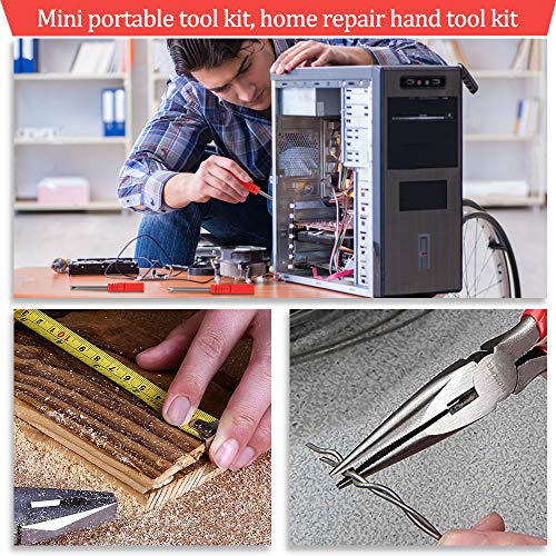 Hand Tool Repair Kit, Kingsdun 21 in 1 General Homeowner's Household Tool Set with Plastic Tool Box Storage Case for DIY