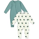 Jimonda Baby Sleeper Rompers,Unisex Boys Girls Zip-Front Pajamas One-Piece Footless Outfit 0-24 Months (Pack of 2
