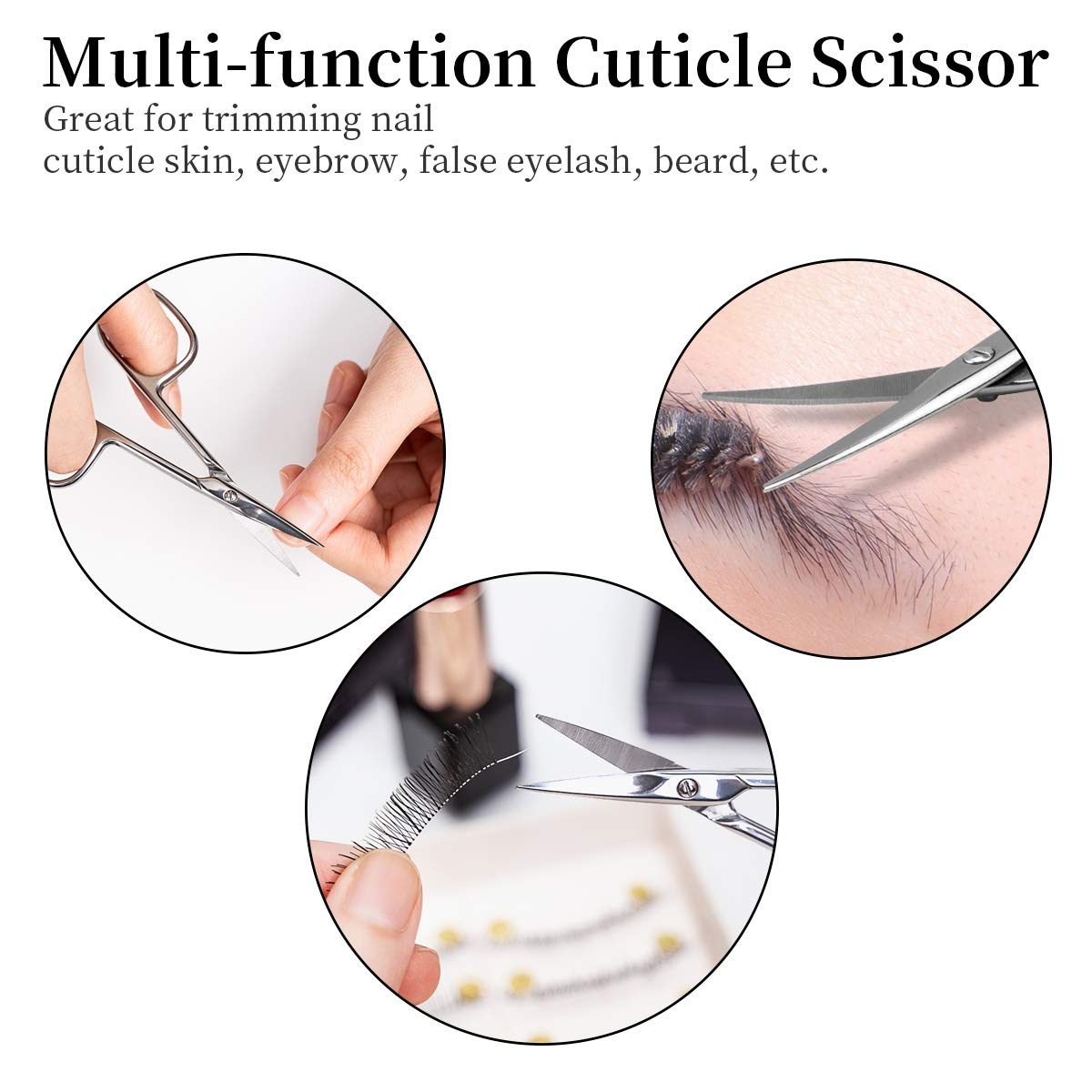 KOZEAR Manicure Scissor Curved Blade Premium Stainless Steel for Nail Eyelash, Eyebrow, Dry Skin: Beauty