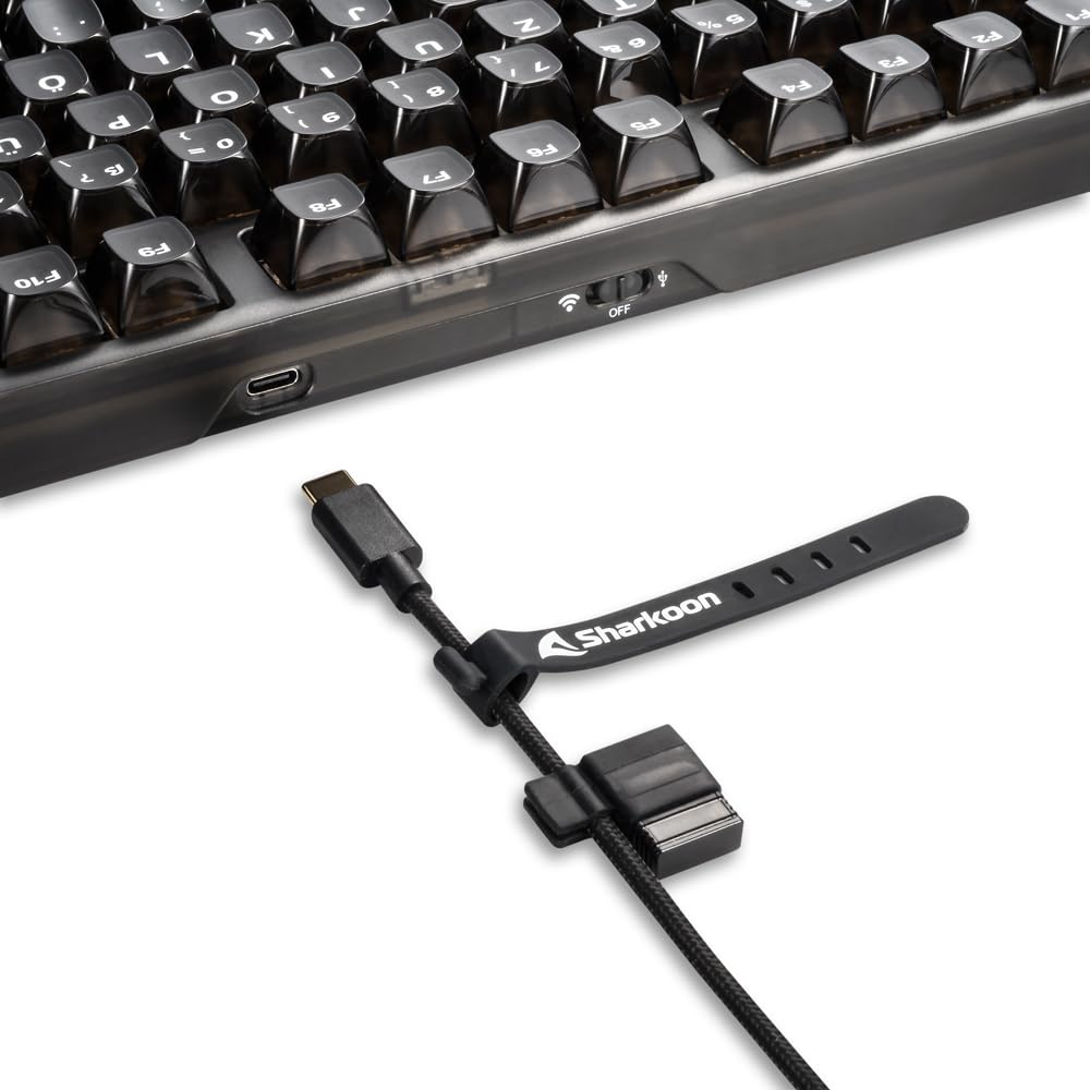 Sharkoon Crystal Shark RGB Gaming Tastatur, Kabellos und Kabelgebunden, Schwarz 3