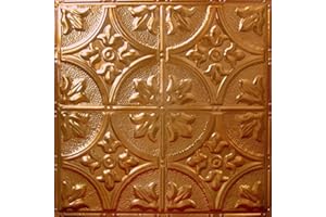 American Tin Ceilings [5 Pack Kit] 24" x 24" 100% Tin Nail-Up Ceiling Tiles | Pattern #2 Rustic Copper Large Victorian Floral Arching Diamonds for Ceilings & Kitchens