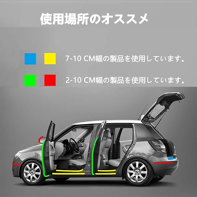 Amazon アマゾン発送 透明 車用ドアフィルム ドアエッジモール 車ドア保護 キズ防止 2cmx10m モール 車 バイク