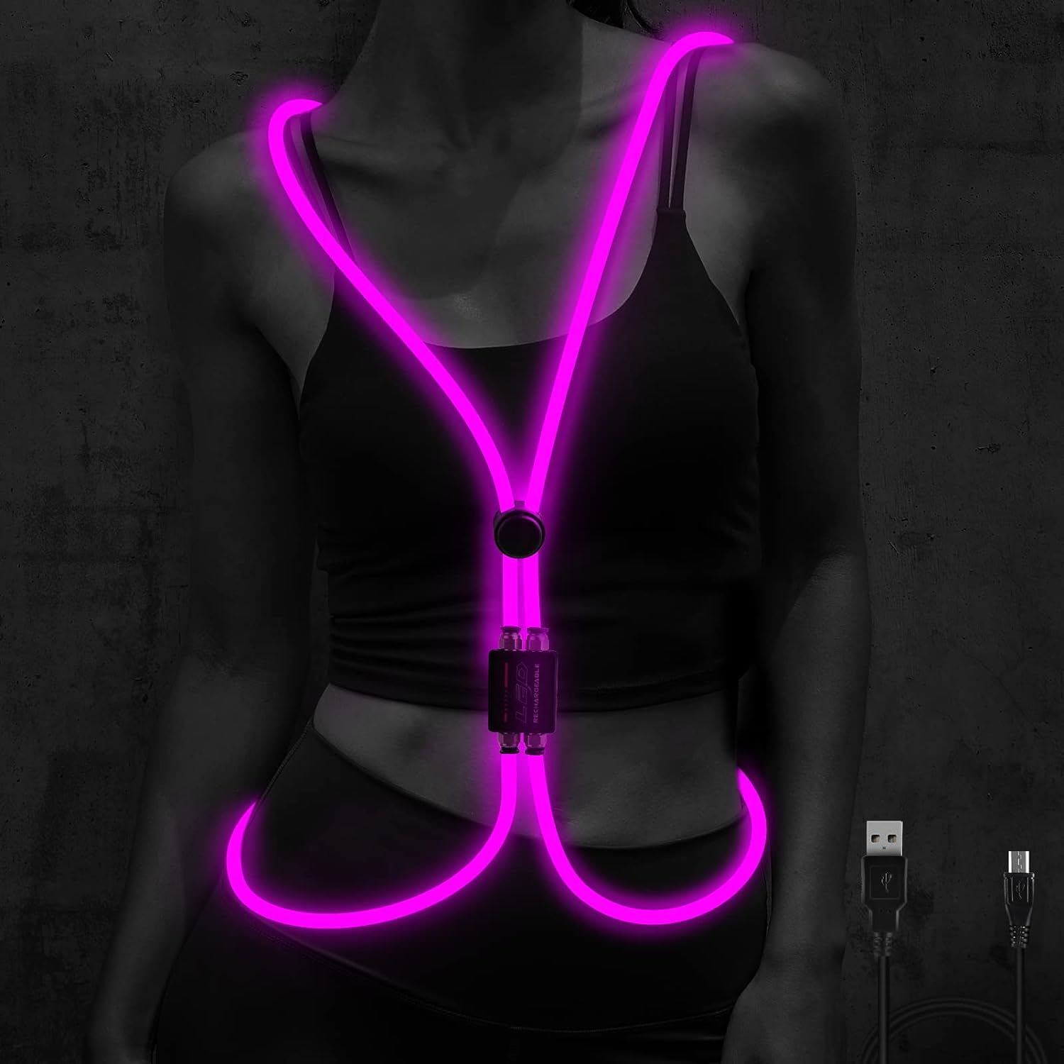 Photo 1 of esonstyle LED Reflective Vest, Safety USB Rechargeable Running Vest for Men or Women, Three Light Modes, Waterproof LED Light Vest for Running, Cycling or Walking