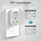 Cyzbim UK to Australia Plug Adapter 20W USB C 4 in 1 AU Outlet view 4