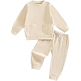 fhutpw Baby Toddler Boy Fall Winter Sweatsuit 12 18 Months 2T 3T 4T Clothes Sweatshirt Sweat Pant Sets Rib Outfits