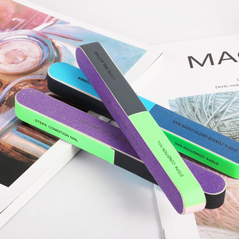 12 PCS 7 Way Nail File and Buffer Block, YIMICOO Professional Manicure Tools 7 Steps Emery Boards for Women Girls : Beauty