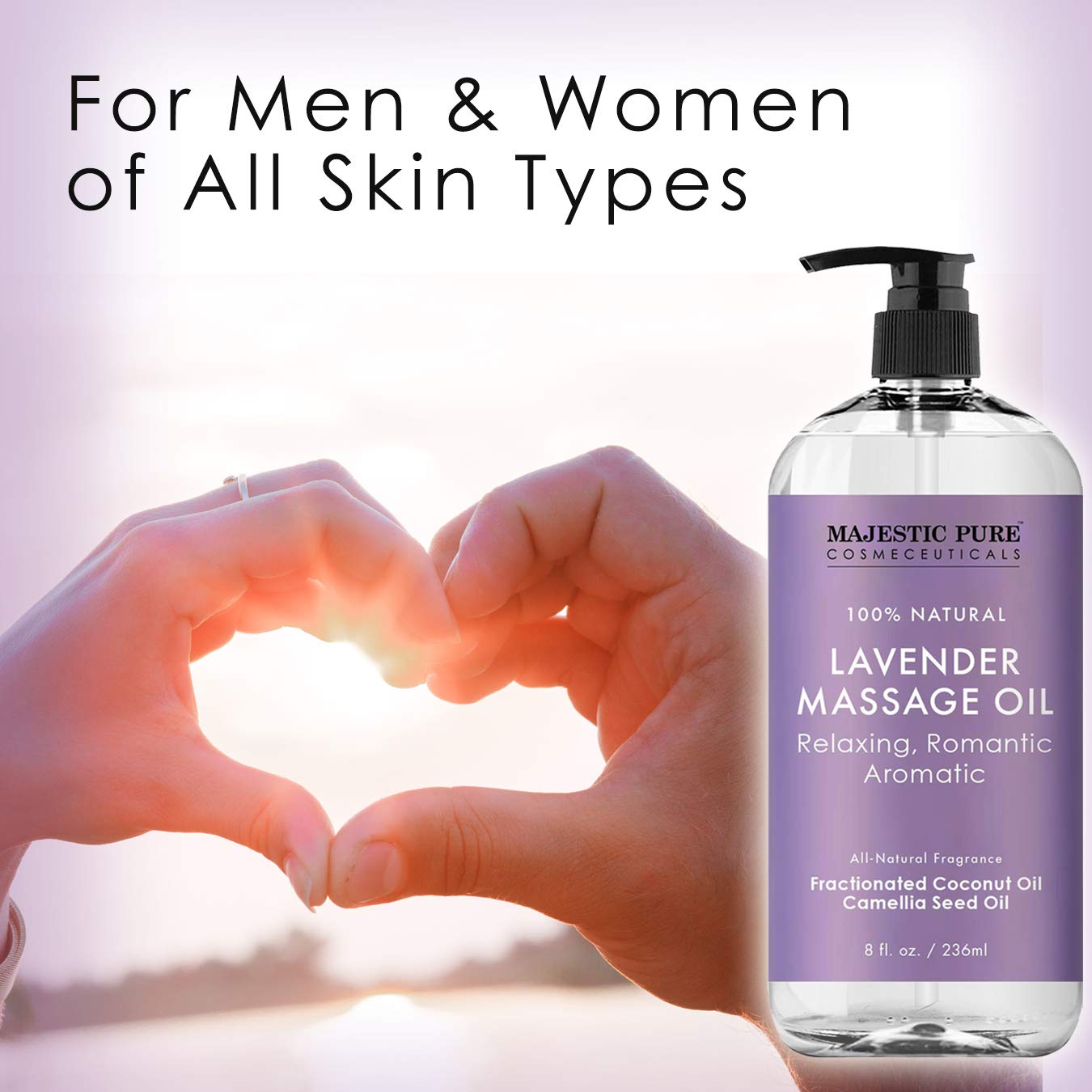 MAJESTIC PURE Lavender Massage Oil for Men and Women Great for