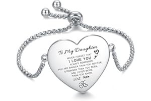YOTHIWAD To My Daughter Bracelet Inspirational Bracelet Engraved Personalized Gifts to Daughter from Dad Mom Adjustable Bracelet