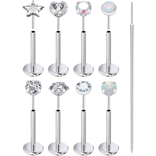 Monster Piercing 14K set geel goud klauw ronde CZ steen push fit top met bioplast lip labret tragus sieraden, Steen, Zirkonia