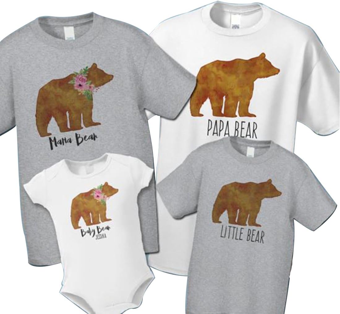 YUFAA Family Clothes Parent-Child Bear Graphic T-Shirt Romper Matching Sets Sweatshirt