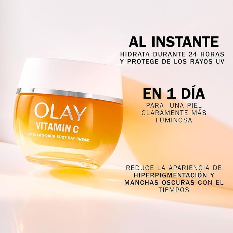 Creme de Dia Facial Hidratante Vitamina C FPS 30, com Niacinamida, Clareador de Pele: Anti-Dark Spot Action, Unifica, Hidratante, 50ml