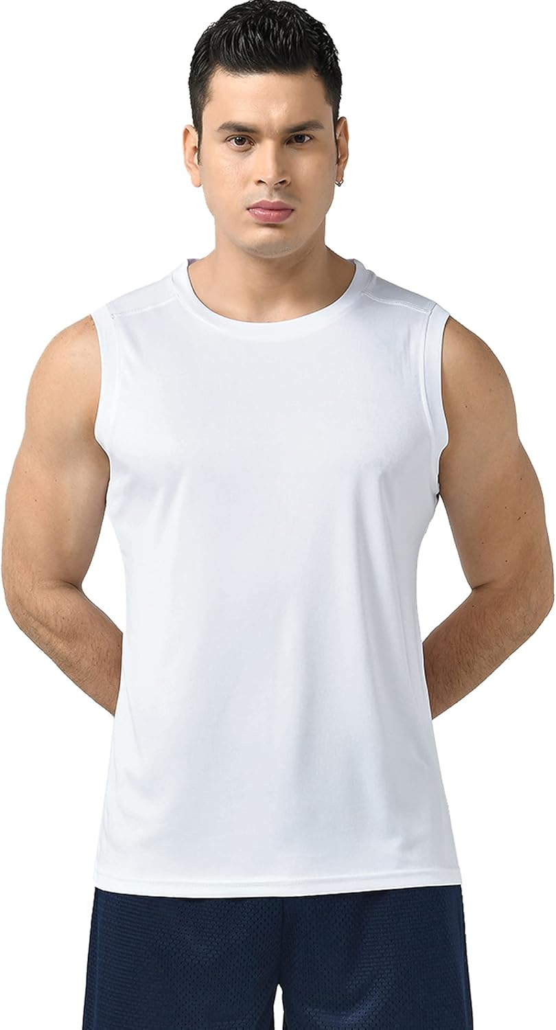 Liberty Imports Pack of 5 Men's Stretch Cool Dry Muscle Tank Tops Athletic Crewneck Sleeveless Workout Shirts: Clothing