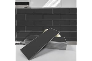 Avant Decor | Sample Tile | Stone Composite Subway Solid Color Tiles | Peel and Stick Kitchen Backsplash Tiles | Wall Tiles | 4” x 12” | Bex Metro Glossy Pewter