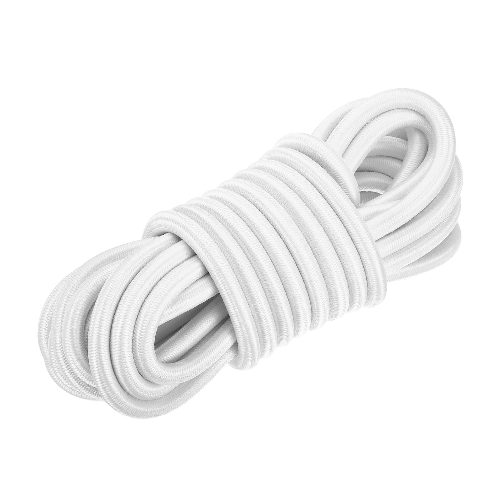 DMiotech 10mm Shock Cord, 7.6 M White Bungee Cord Tent Pole Shock Cord Round Elastic Kayak Rope Stretch String Marine Grade Heavy Polyester for DIY Projects Tie Downs