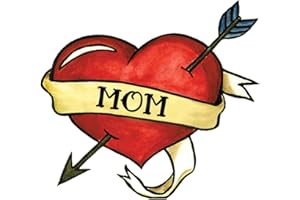 FashionTats Mom Heart Temporary Tattoos | 10-Pack | MOTHERS DAY MAY 14 | Skin Safe | MADE IN THE USA | Removable