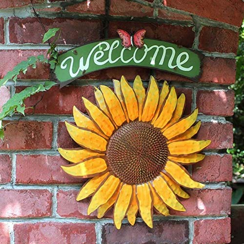 Grace Home Metal Vintage Hanging Flower Welcome Sign Door Decor (15" x 12") - Thumbnail 6