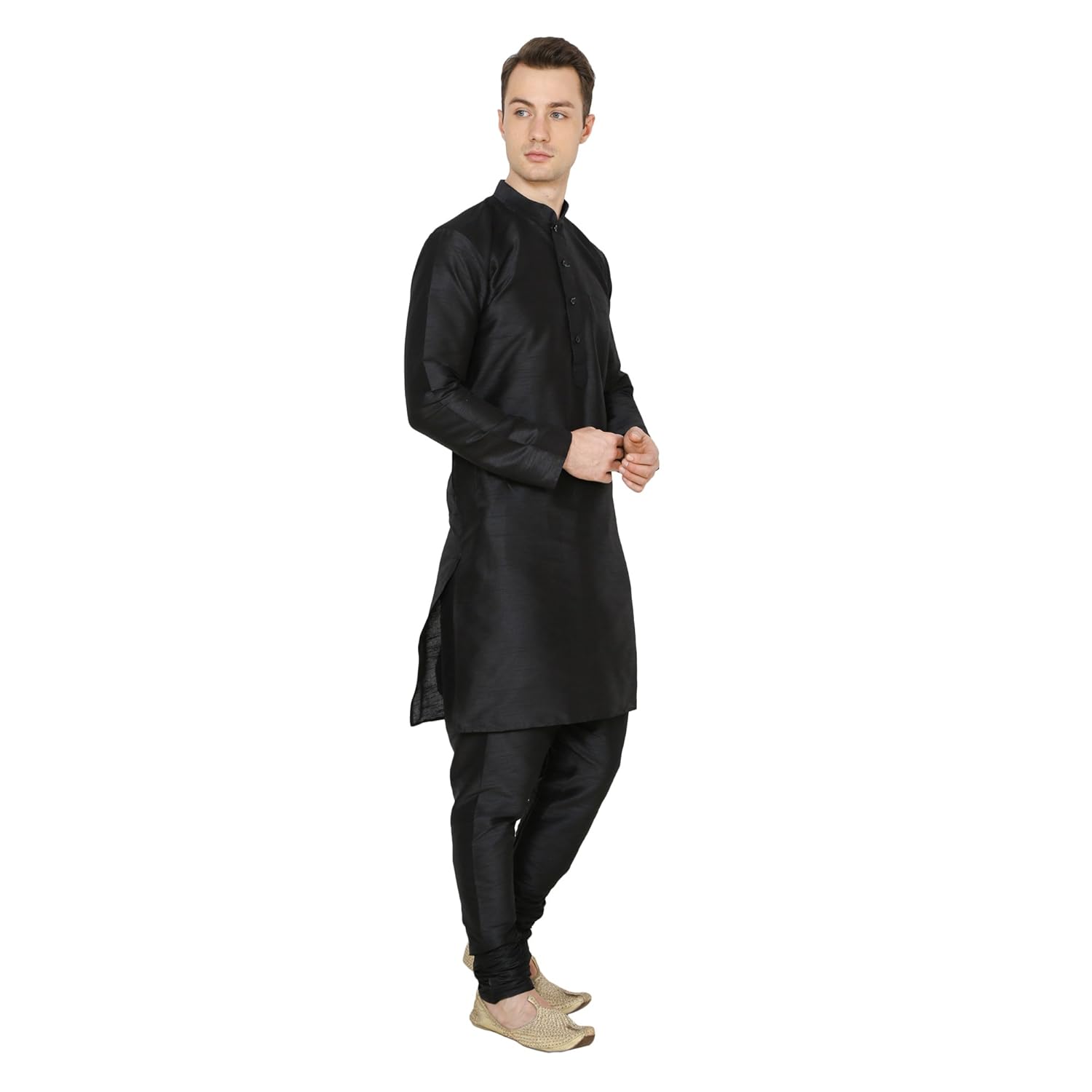 royal men's polysilk festive wear colourful kurta churidar set's