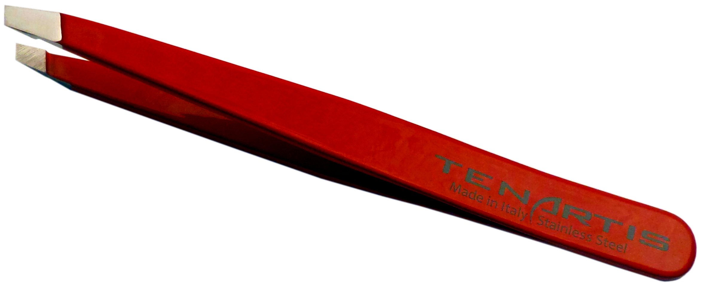 Tenartis 186 Red Slant Hair Tweezers Stainless Steel - Made in Italy