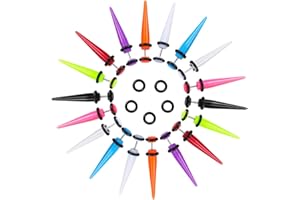 NASAMA 8pair Acrylic Stud Earrings Barbell Fake Gauges Kit Faux Plugs 16 Pieces