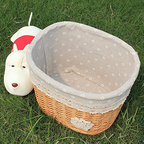 Idyllic Supply Bicycle Basket, Compact Vintage Wicker Bicycle Basket, Front Handlebar Bicycle Basket Electric Bicycle Basket
