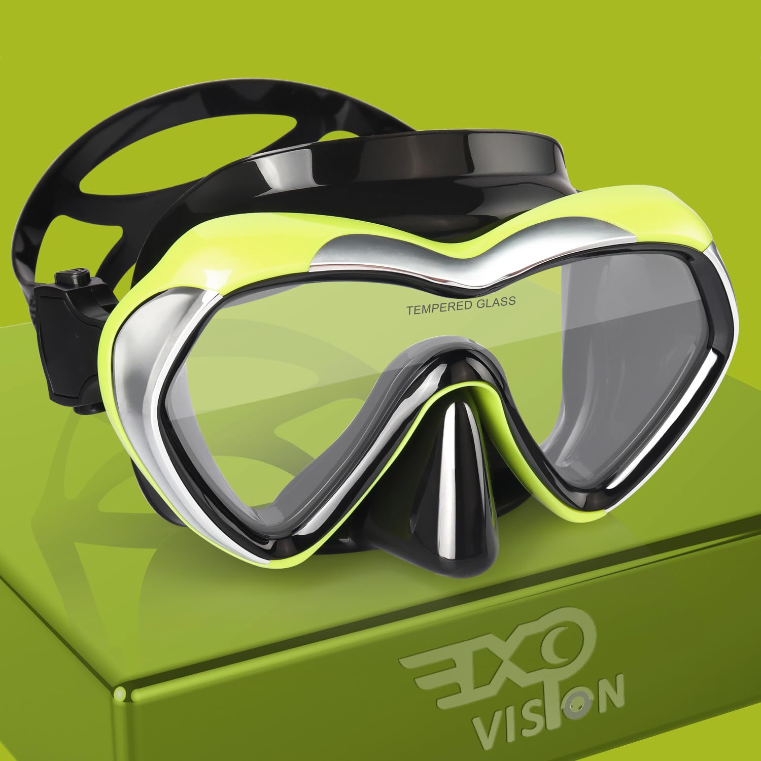 Scuba Diving Mask Panoramic HD Snorkel Goggles, Anti-Fog Swim Mask Adult Youth Dive Mask Swim Goggles wIith Nose Cover for Diving, Snorkeling, Swimming (Yellow Frame-Clear Lens)