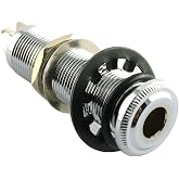 RLECS Brass Electric Guitar Bass 1/4Inch Barrel Jack 44.5x16cm Cylinder Input/Output Mono Active Long Threaded Jack Socket Guitar Parts &amp; Accessories, Silver