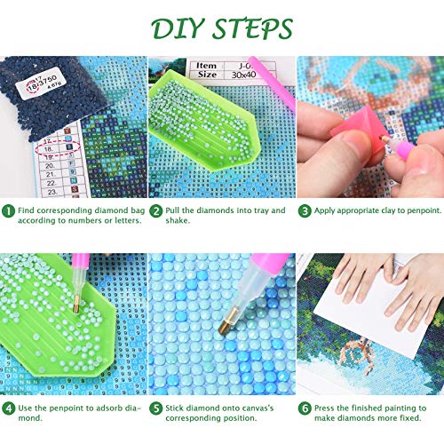 Diamond Painting, Kenting DIY 5D Diamond Painting by Number Kits, Round Full Drill Diamond Embroidery Paintings Pictures DIY Diamond Art for Adults and Kids with DIY Beaded Diamond Painting Bookmark