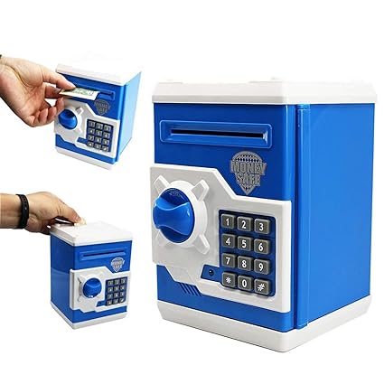 Szat Pro Electronic Piggy Bank Kids Money Banks Money Safe Box Pa!   ssword Key Code Atm Saver Toy Blue - 