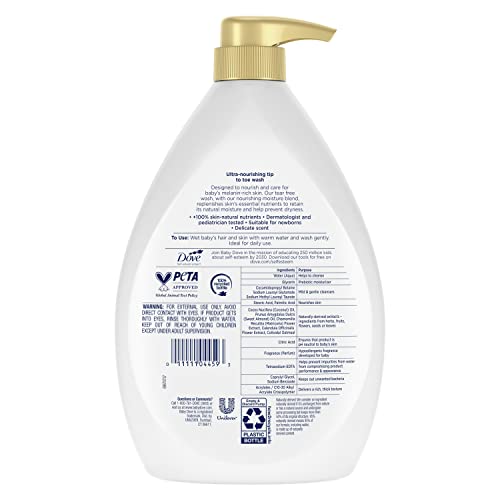 BABY DOVE SENSITIVE BABY WASH MELANIN-RICH SKIN NOURISHMENT FOR BABY BATH TIME TEAR-FREE AND HYPOALLERGENIC 34 OZ