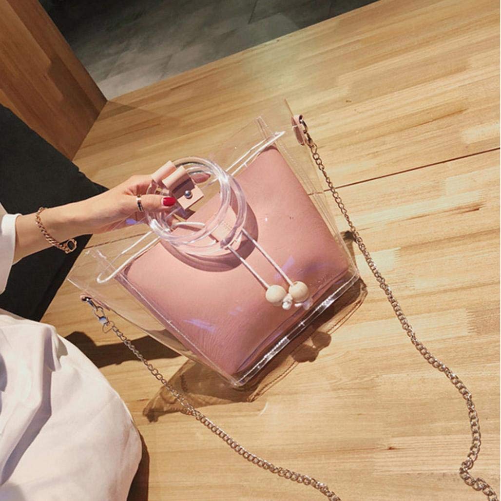 Bolso de mano y hombro transparente con asas circulares. Opción de colores.