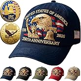 United States 250th Anniversary Hat,Eagle & Liberty 250 Year American Anniversary Embroidered Cap with Badge